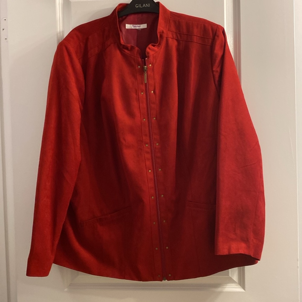 NWT Tan Jay red faux suede look jacket 24W